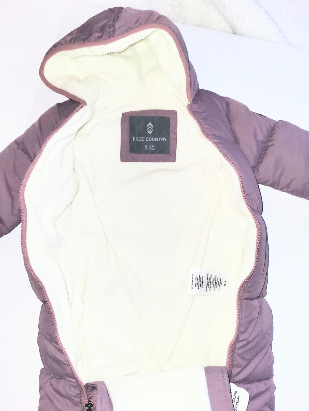 NWT Free Country Quilted Puffer Baby Snowsuit Winter Bunting Size 9-12 Months - Picture 13 of 16